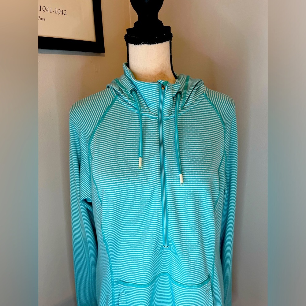 Tangerine Blue White Striped Hoodie Size XL Womens